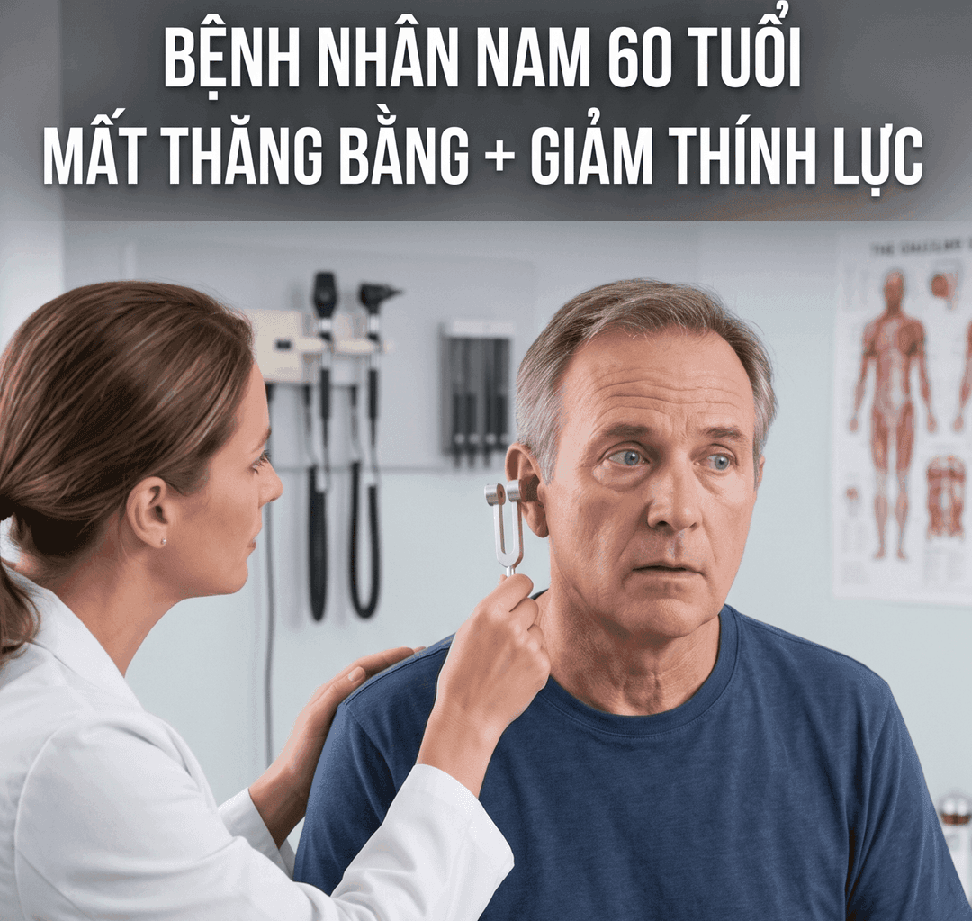 MẤT THĂNG BẰNG + GIẢM THÍNH LỰC MỚI PHÁT HIỆN Ở BỆNH NHÂN NAM 60 TUỔI, BẠN CHỌN PHƯƠNG ÁN NÀO?